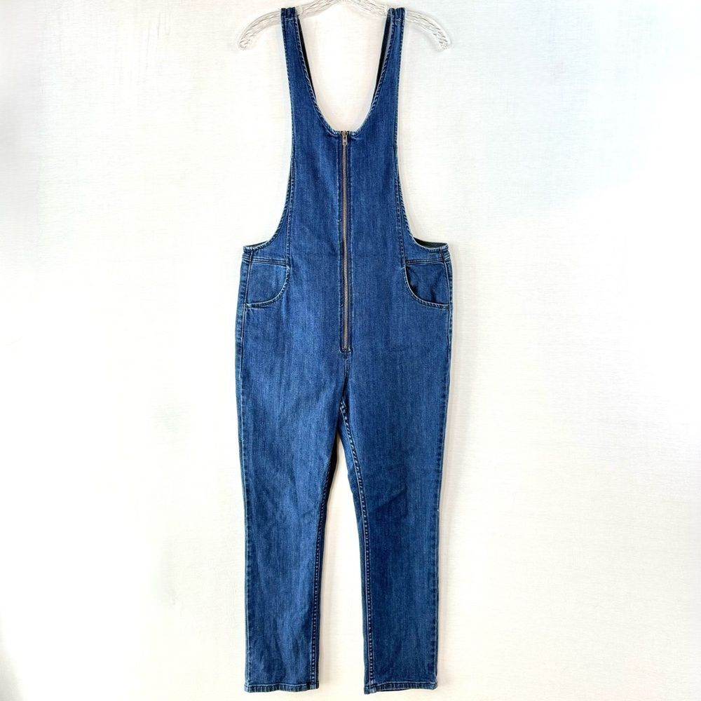 FREE PEOPLE Jax Blue Zip Jumpsuit Denim Overalls